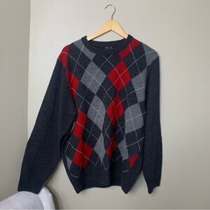 Jos. A. Bank Vintage Lambs Wool Argyle Sweater Mens Size Large Academia